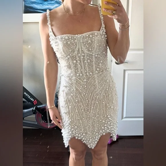 Chloe Pearl Sequin Embellished Mini Dress - Picture 2 of 7